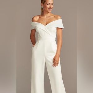 DB- Cuffed off the shoulder jumpsuit  *hemmed to “cocktail dress” length.